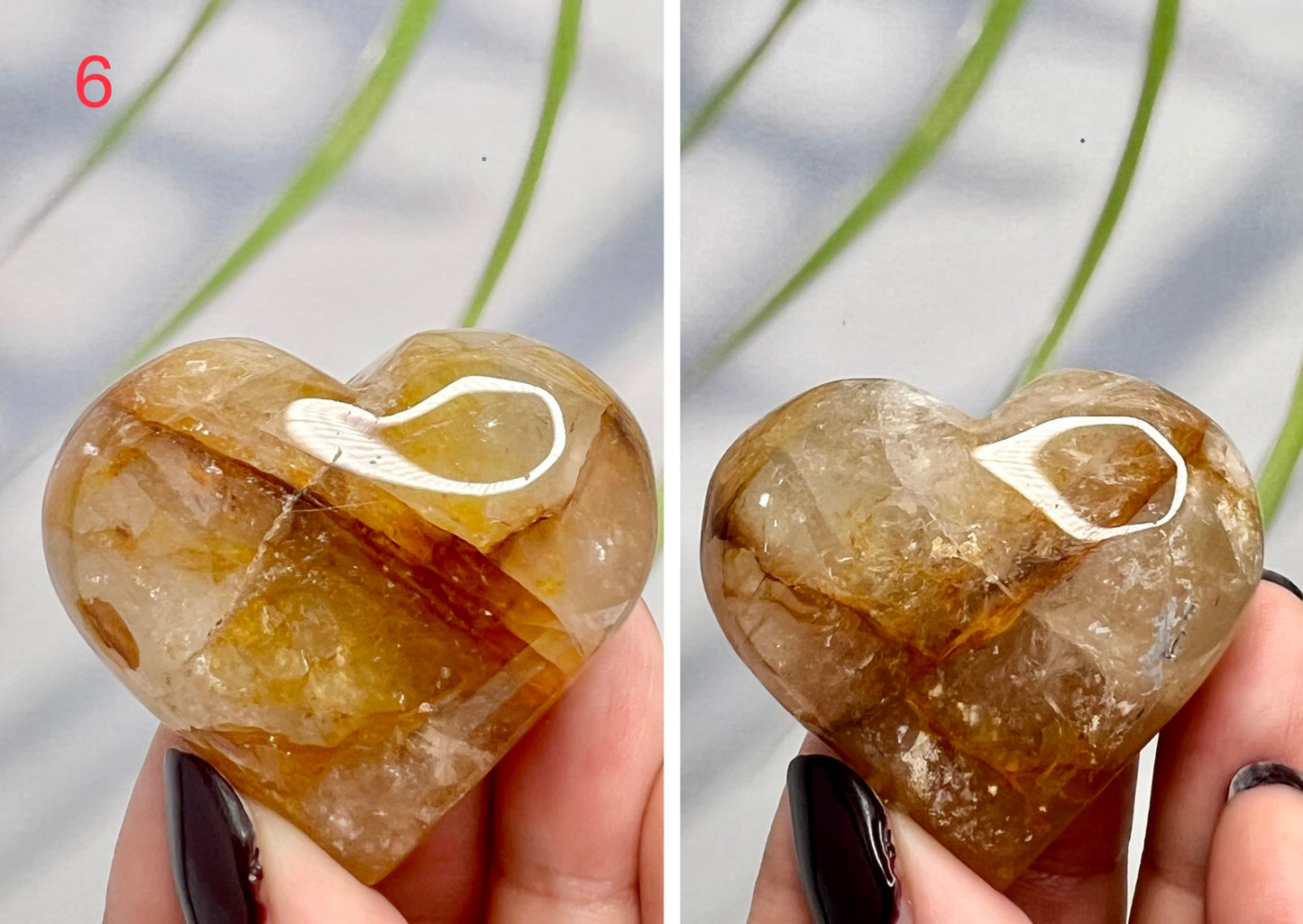 Golden Healer Quartz Hearts Crystal Carvings