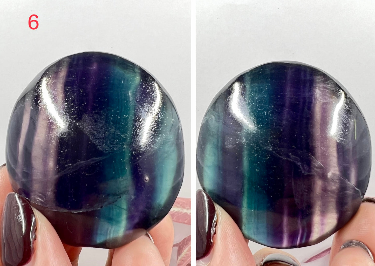 Rainbow Fluorite Palm Stone Crystal Healing Natural Worry Meditation Gemstone