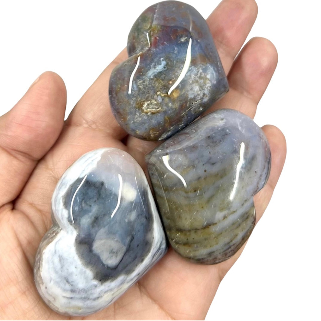 Ocean Sea Jasper Hearts Crystal Carving Australian Seller