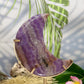 Amethyst with Mexican Lace Agate Purple Moon Crescent with Stand Healing Crystal 220g