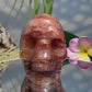 Hematoid Fire Quartz Skull Healing Crystal Carving 881g