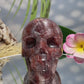 Hematoid Fire Quartz Skull Healing Crystal Carving 906g