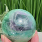 Fluorite Blue Green Purple Flashy Sphere Healing Crystal Ball 504g 67mm