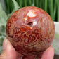 Red Moss Agate Sphere Rare Healing Crystal Ball 308g / 62mm