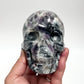 Zebra Stone Rock with Fluorite Skull Healing Crystal Skull Carving 985g