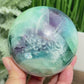 Snowflake Feather Fluorite Blue Green Purple Flashy Sphere Crystal Ball 804g 79mm