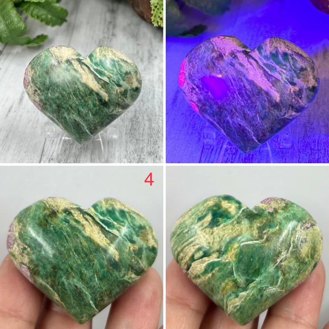 Ruby in Fuchsite Hearts Crystal Carving Australian Seller