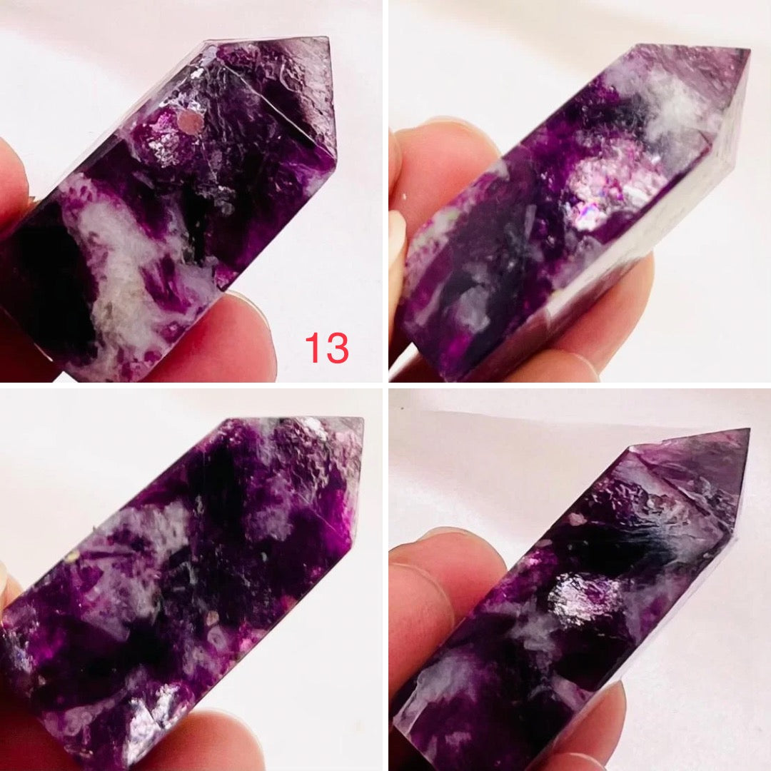 Gem Lepidolite Purple Mica Points Towers Crystal Generators