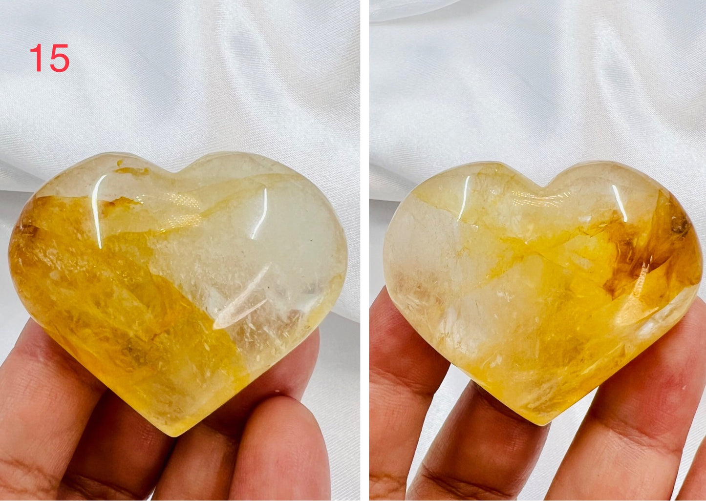 Golden Healer Quartz Hearts Crystal Carvings