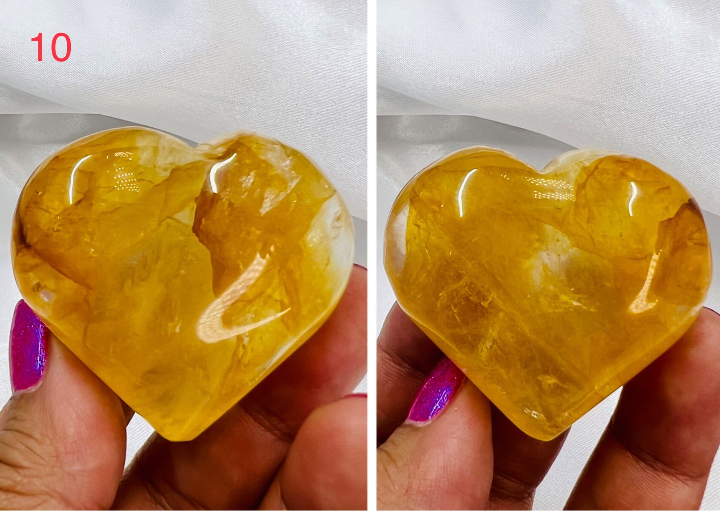 Golden Healer Quartz Hearts Crystal Carvings