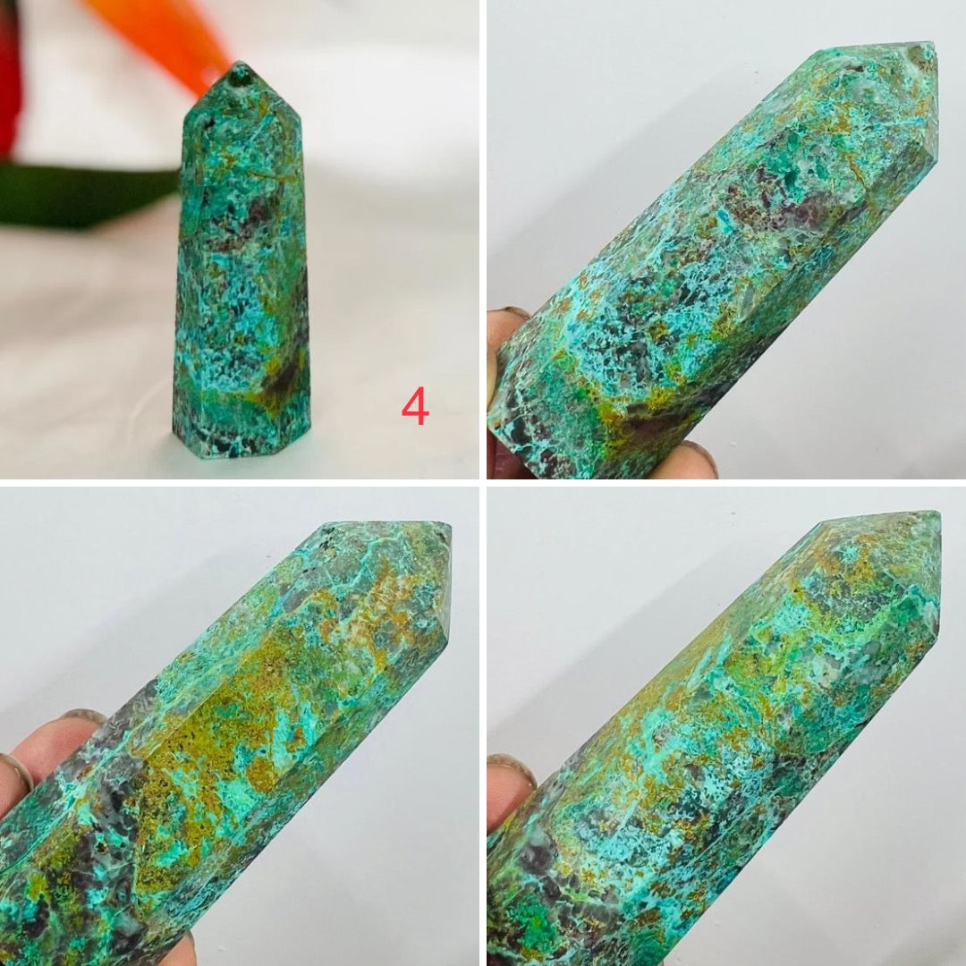 Chrysocolla Malachite Points Towers Crystal Generators