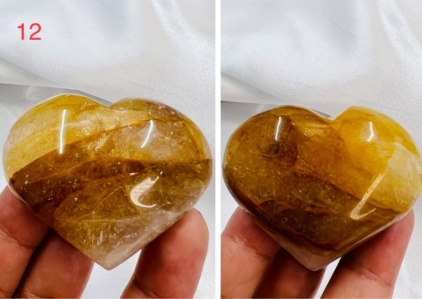 Golden Healer Quartz Hearts Crystal Carvings