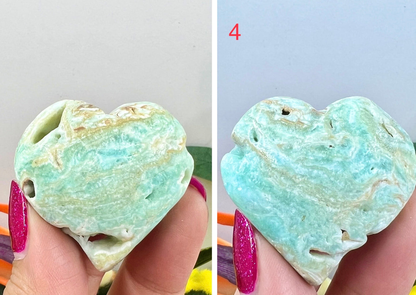 Blue Aragonite Hearts Crystal Carving Australian Seller