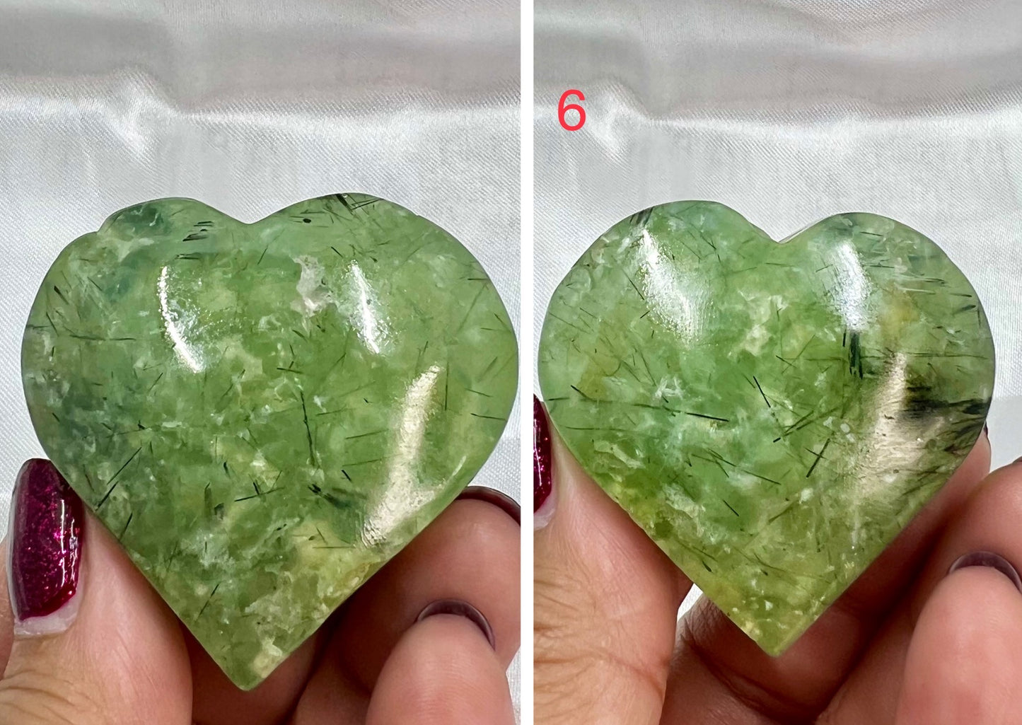 Prehnite with Epidote Hearts Crystal Carving Australian Seller