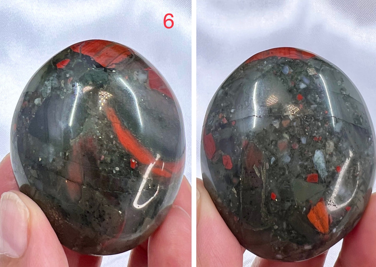 Setonite African Jasper Bloodstone Palm Stone Meditation Crystal Australian Seller