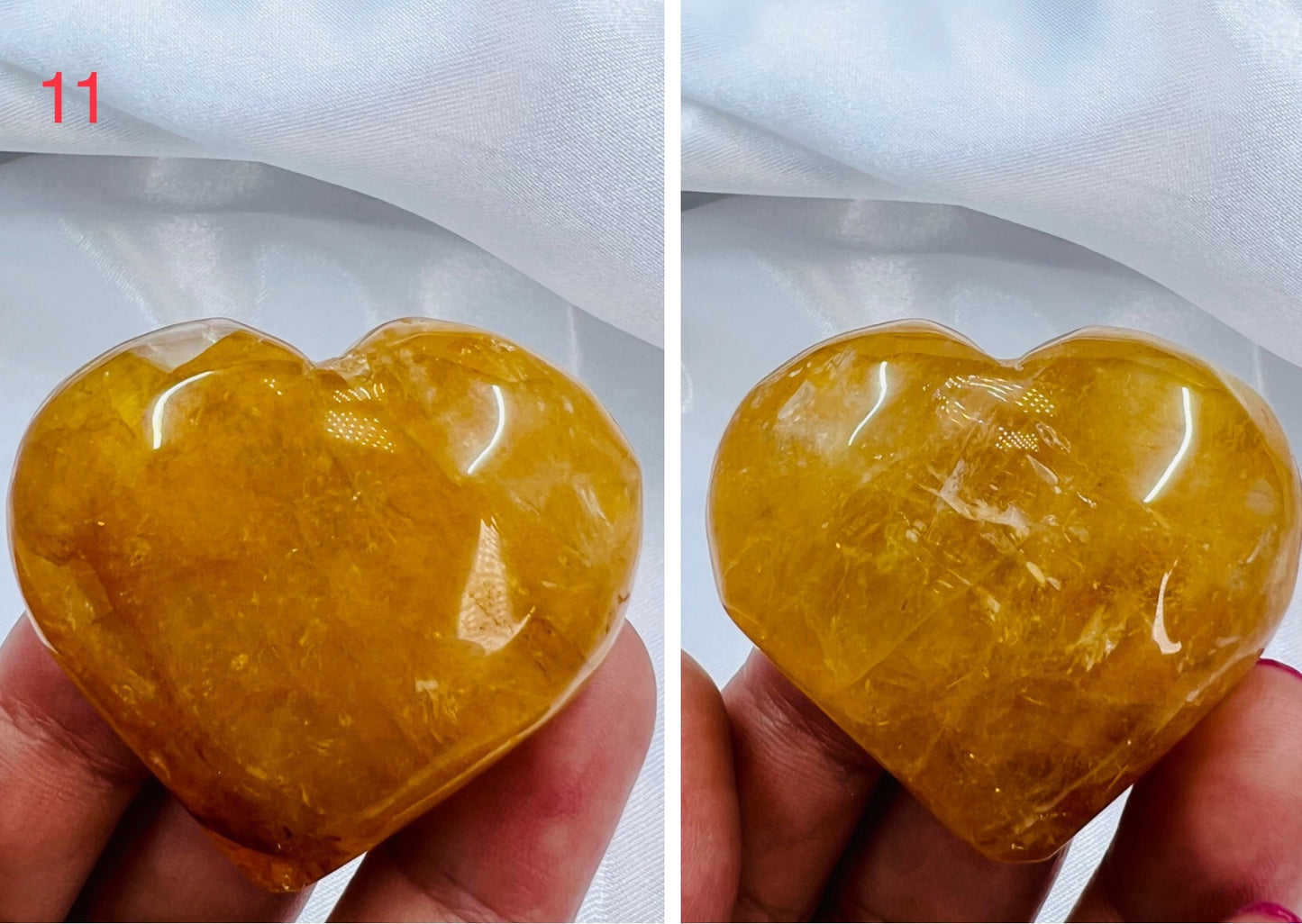 Golden Healer Quartz Hearts Crystal Carvings