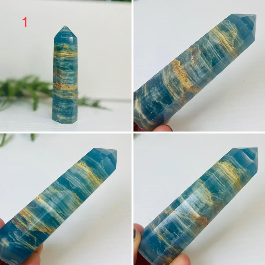 Blue Onyx Points Towers Crystal Generators