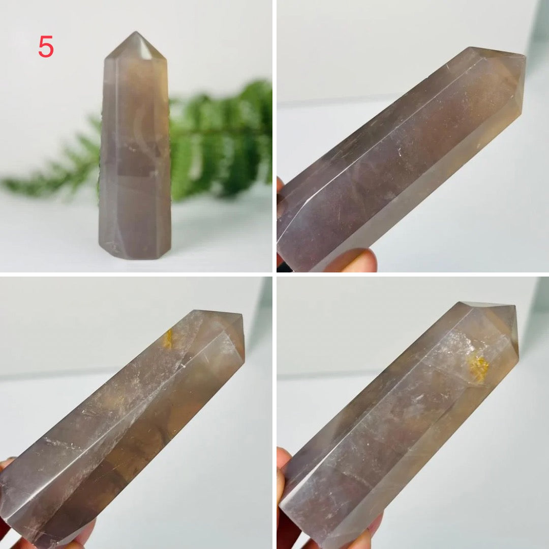 Blue Rose Quartz with Golden Healer Quartz Points Towers Crystal Generators