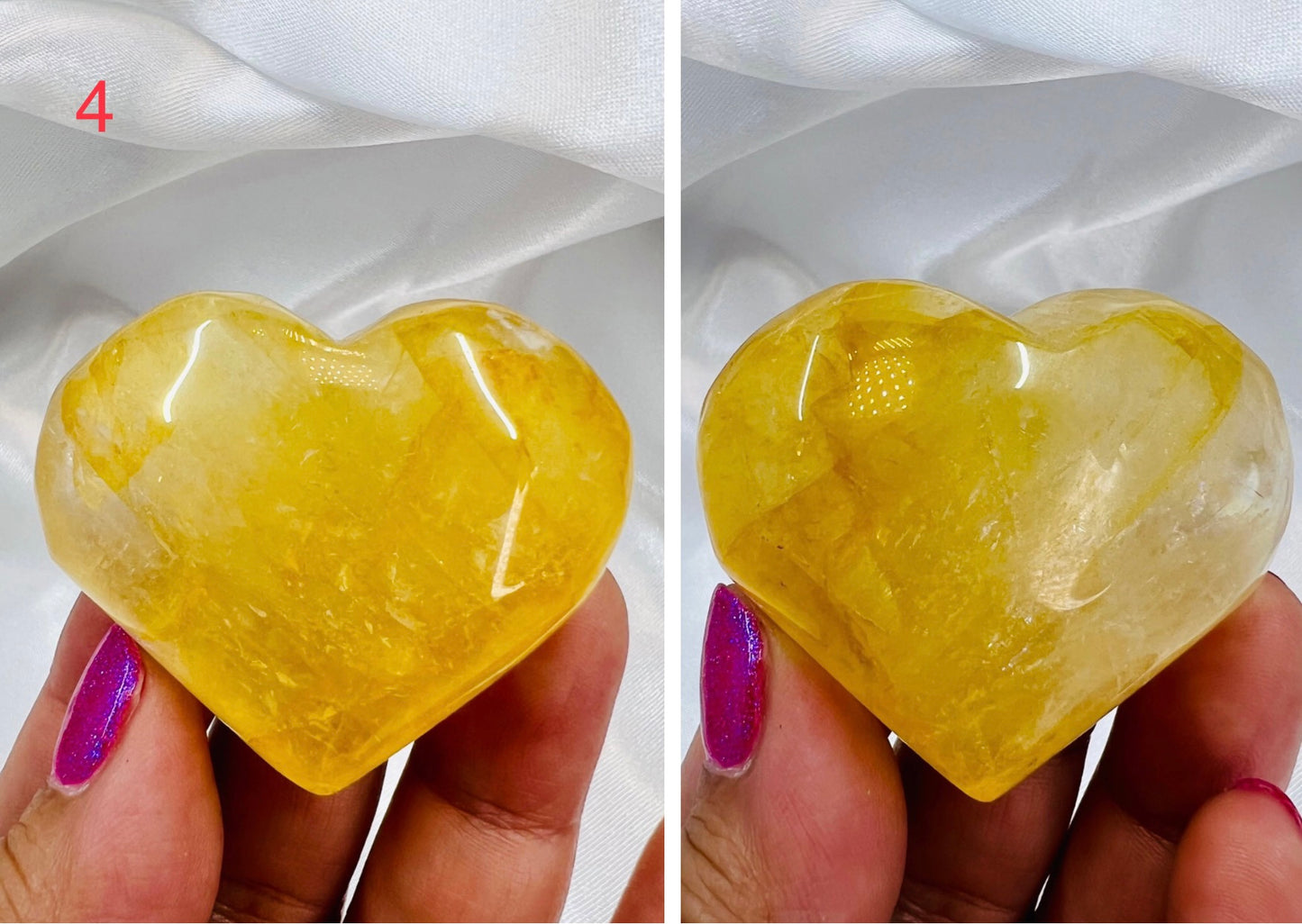 Golden Healer Quartz Hearts Crystal Carvings