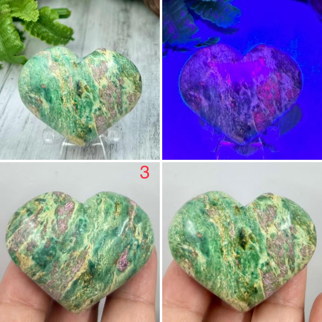 Ruby in Fuchsite Hearts Crystal Carving Australian Seller