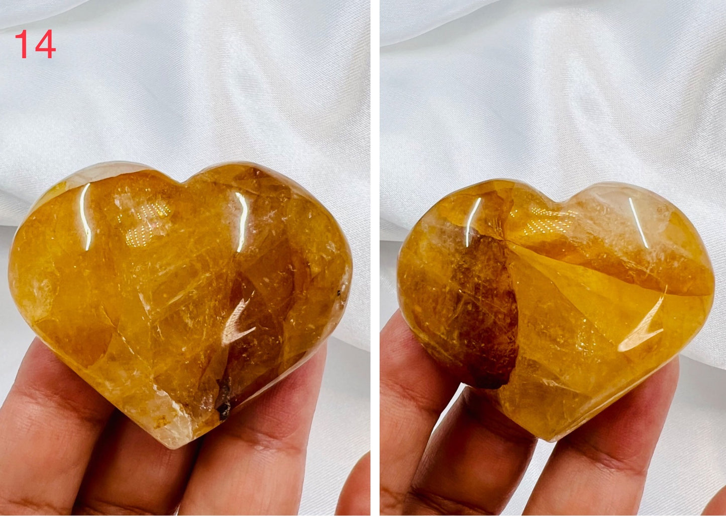 Golden Healer Quartz Hearts Crystal Carvings