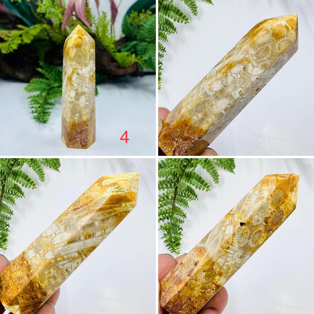 Fossil Coral Jasper Points Towers Crystal Generators