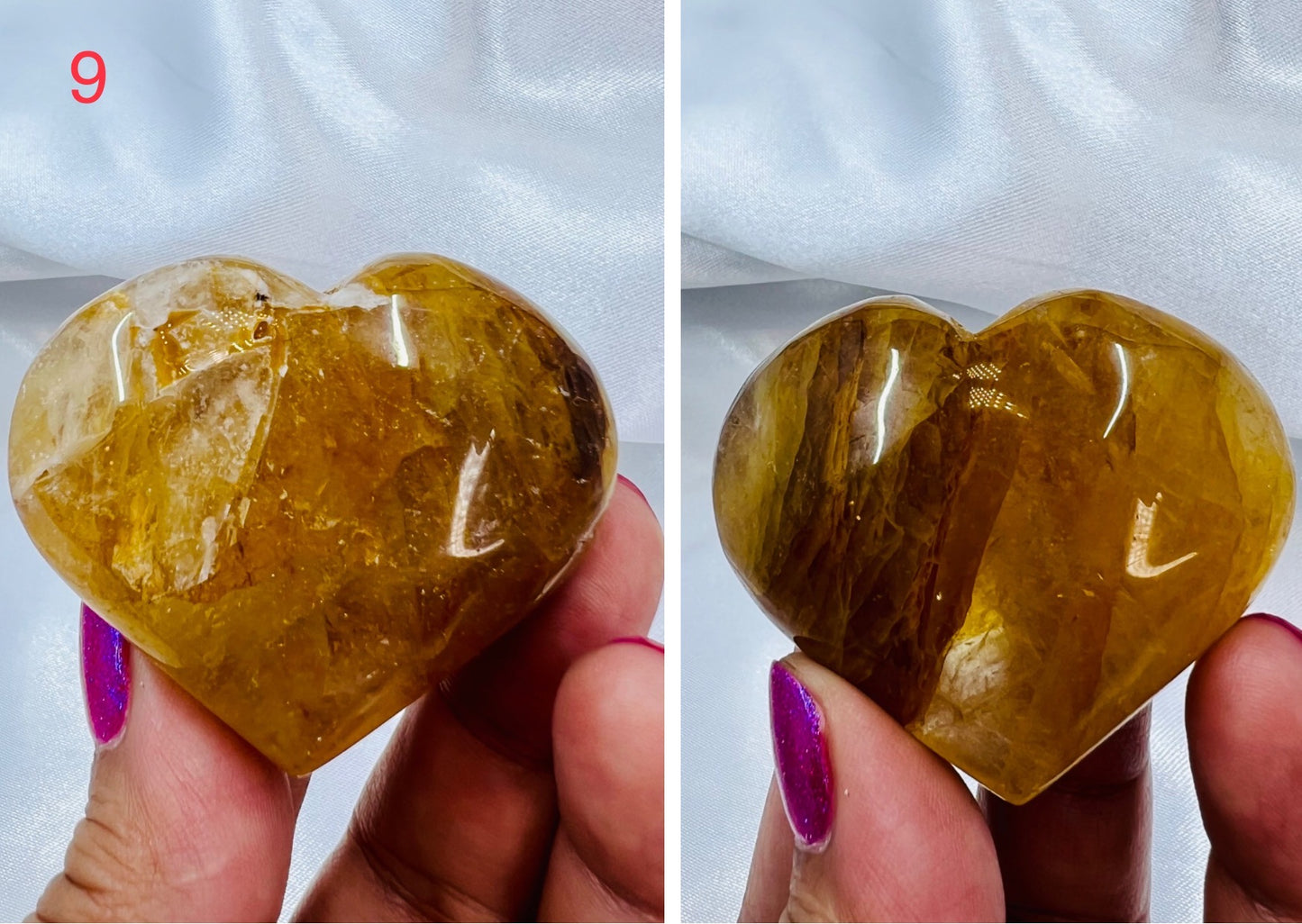 Golden Healer Quartz Hearts Crystal Carvings