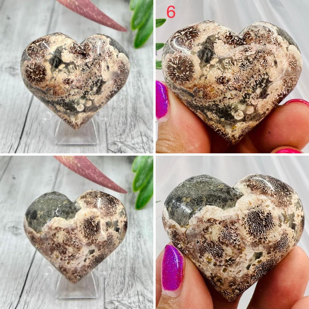 Russian Flower Cherry Blossom Jasper Hearts Rare Healing Crystal Carving