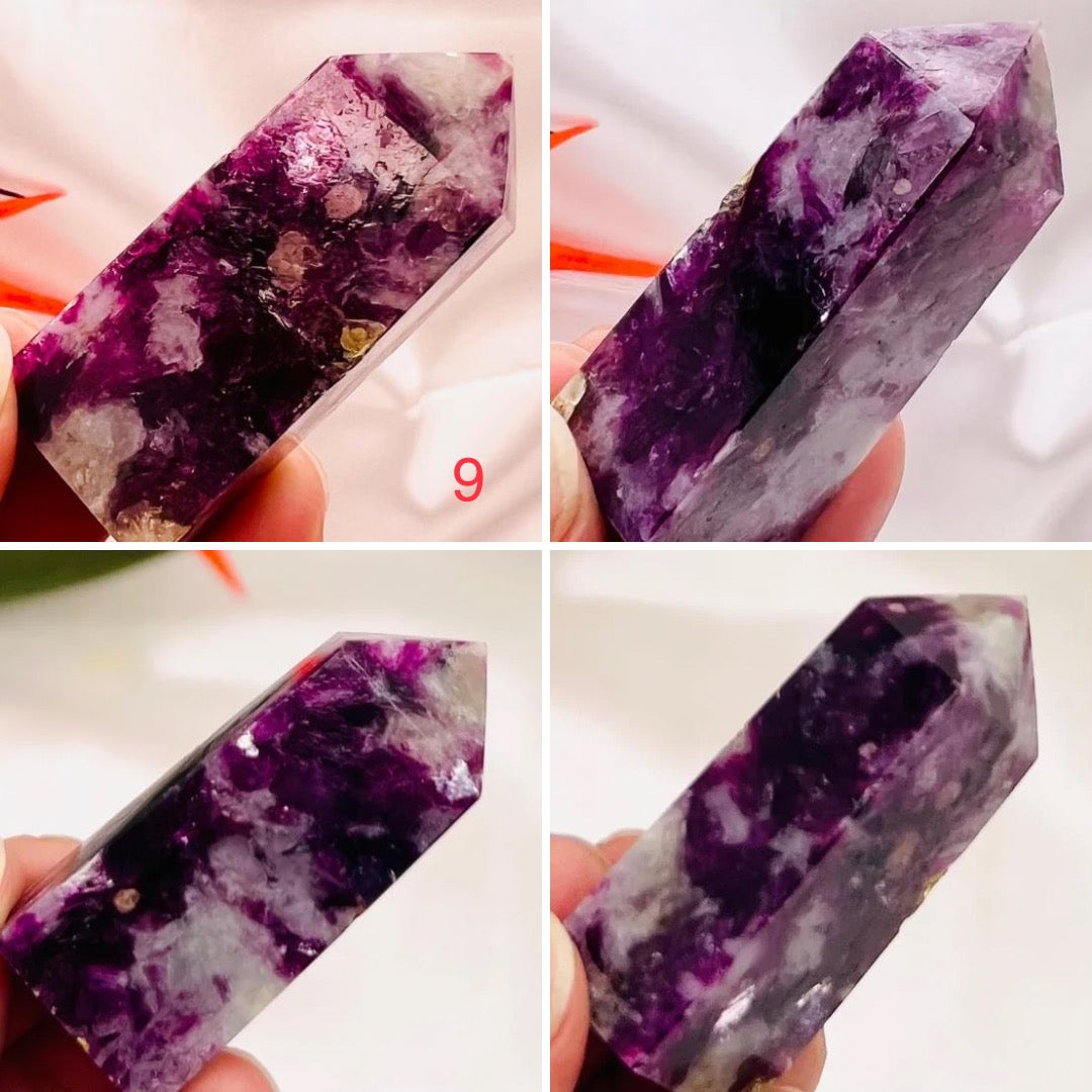 Gem Lepidolite Purple Mica Points Towers Crystal Generators