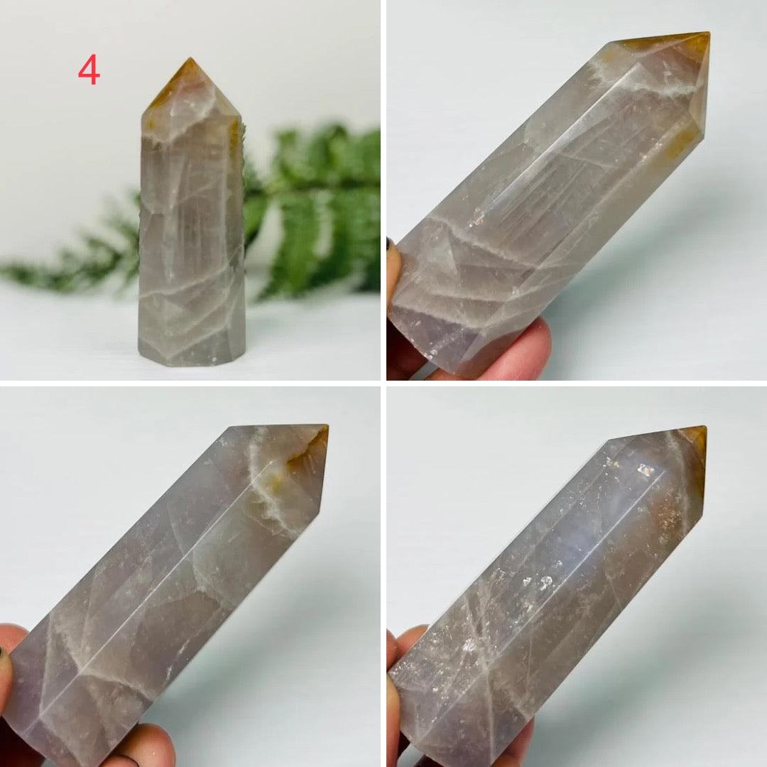 Blue Rose Quartz with Golden Healer Quartz Points Towers Crystal Generators