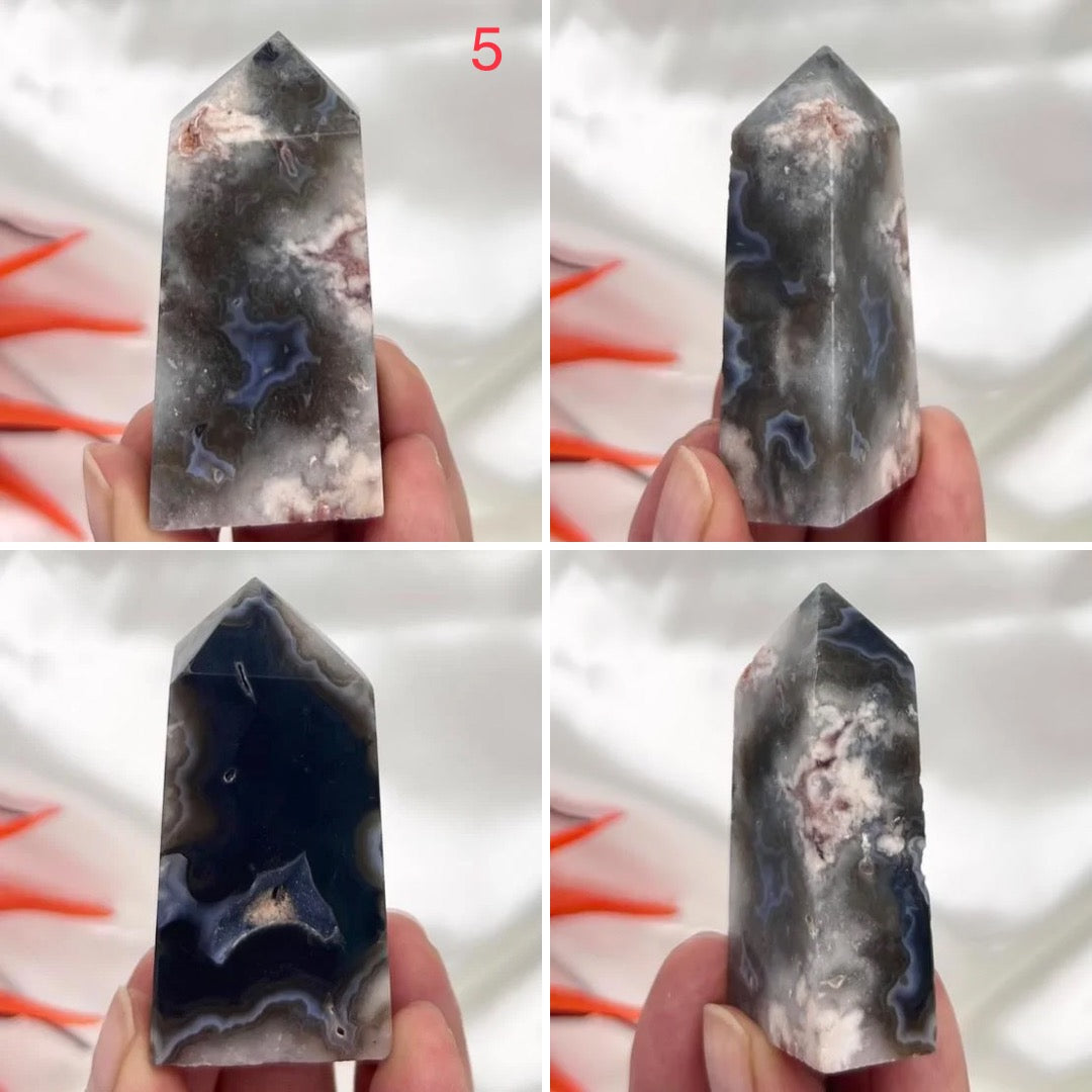 Argentina Black Flower Agate Points Crystal Generators Australian Seller