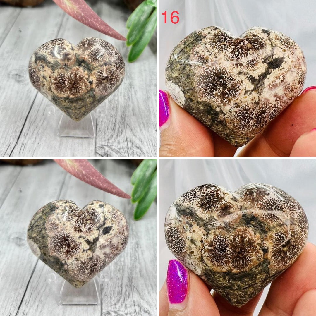 Russian Flower Cherry Blossom Jasper Hearts Rare Healing Crystal Carving