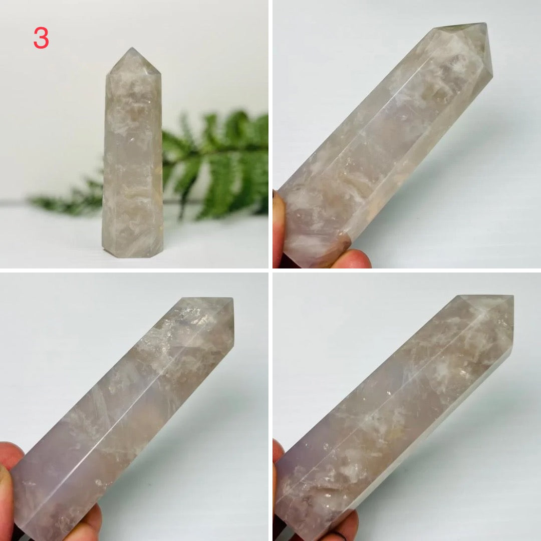 Blue Rose Quartz with Golden Healer Quartz Points Towers Crystal Generators