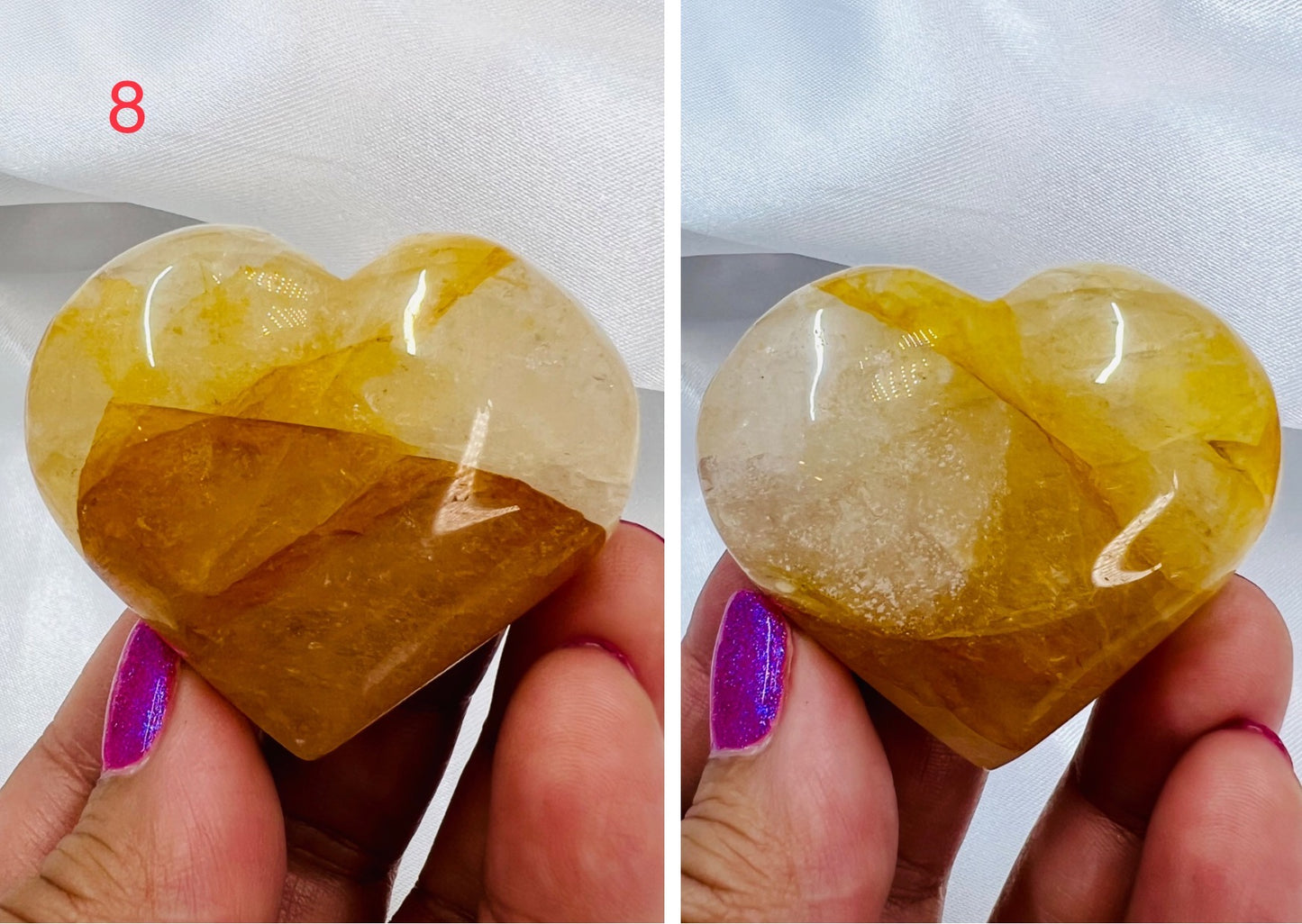 Golden Healer Quartz Hearts Crystal Carvings