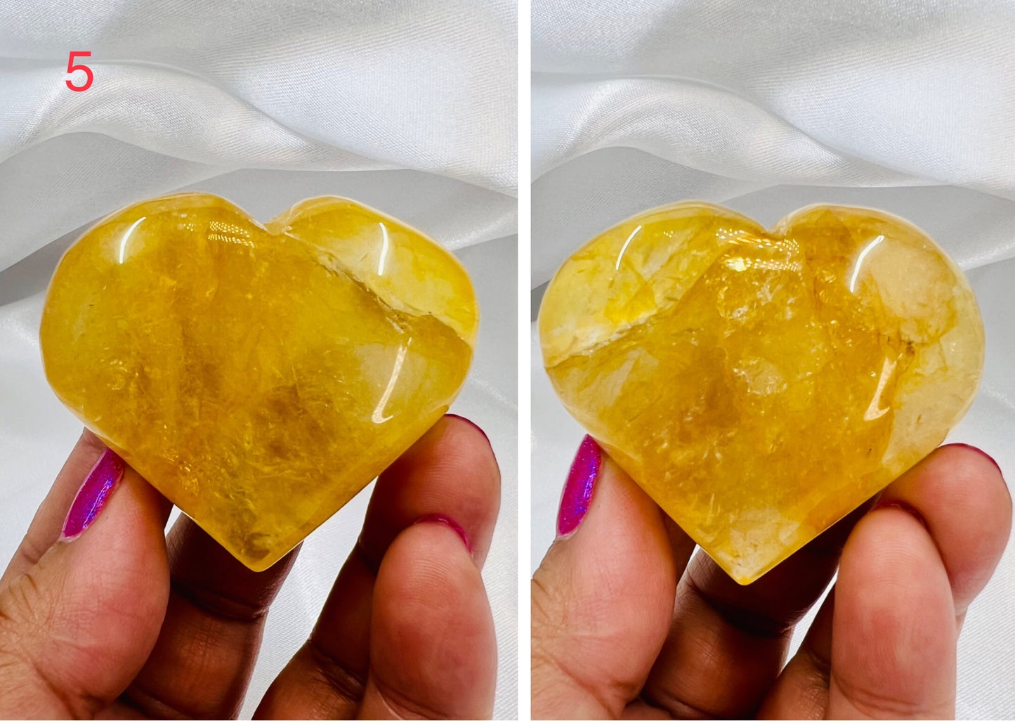 Golden Healer Quartz Hearts Crystal Carvings