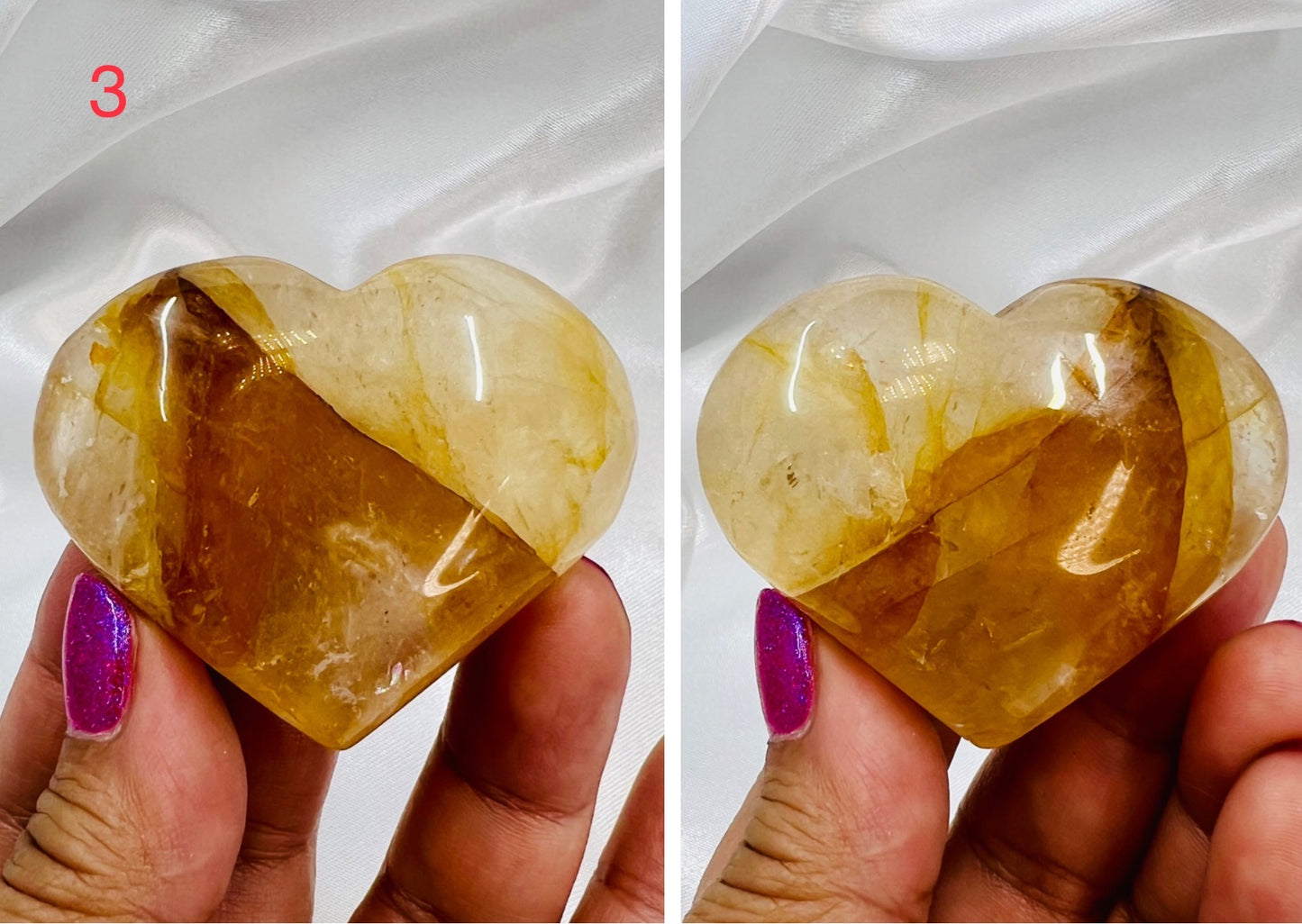 Golden Healer Quartz Hearts Crystal Carvings