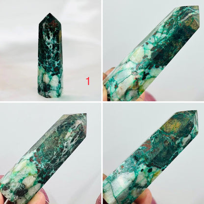 Chrysocolla Malachite Points Towers Crystal Generators