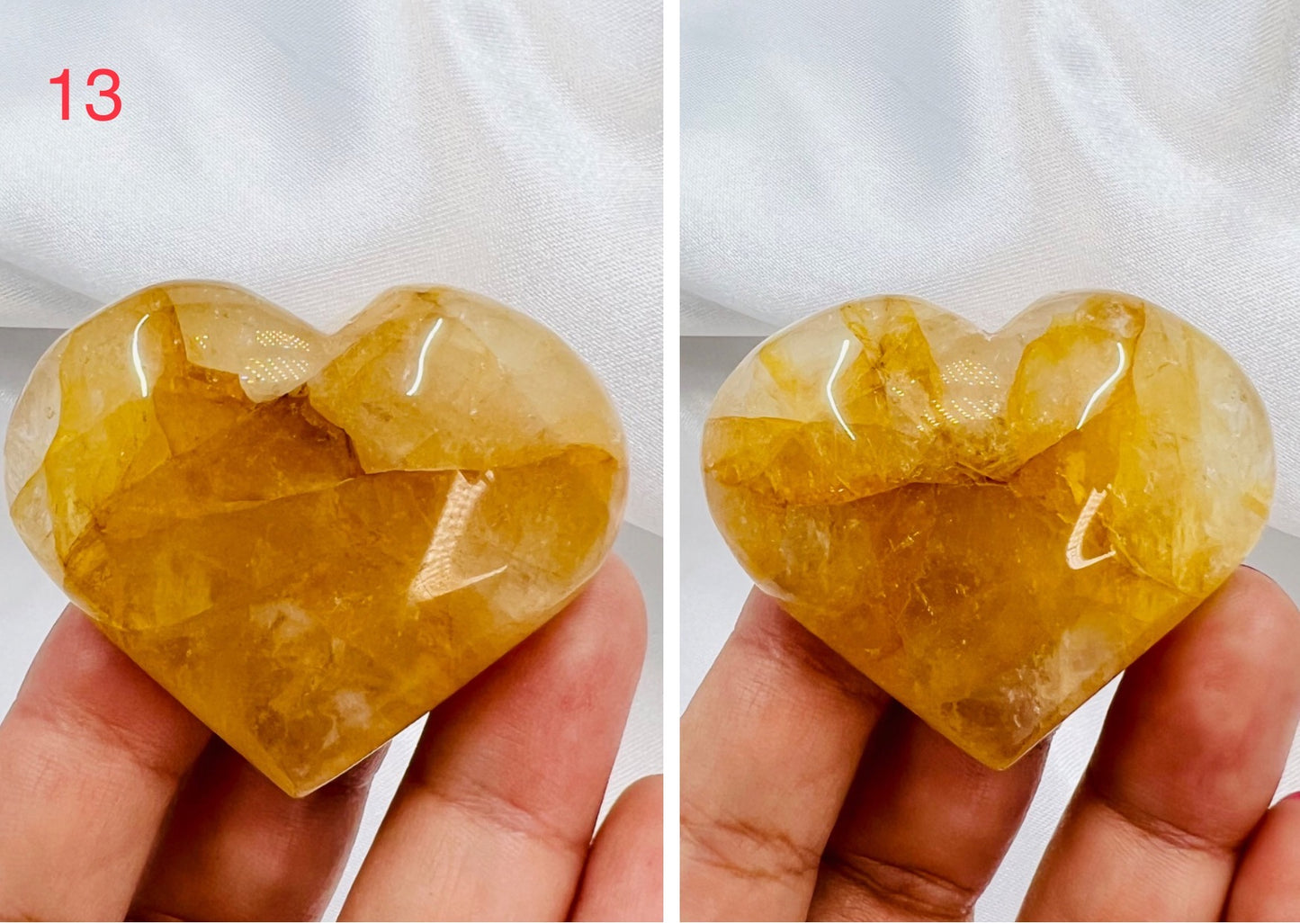 Golden Healer Quartz Hearts Crystal Carvings