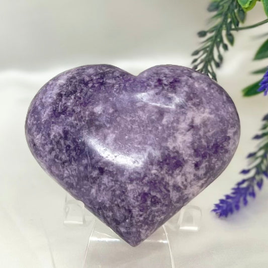 Large Lepidolite Purple Mica Heart Crystal Carving