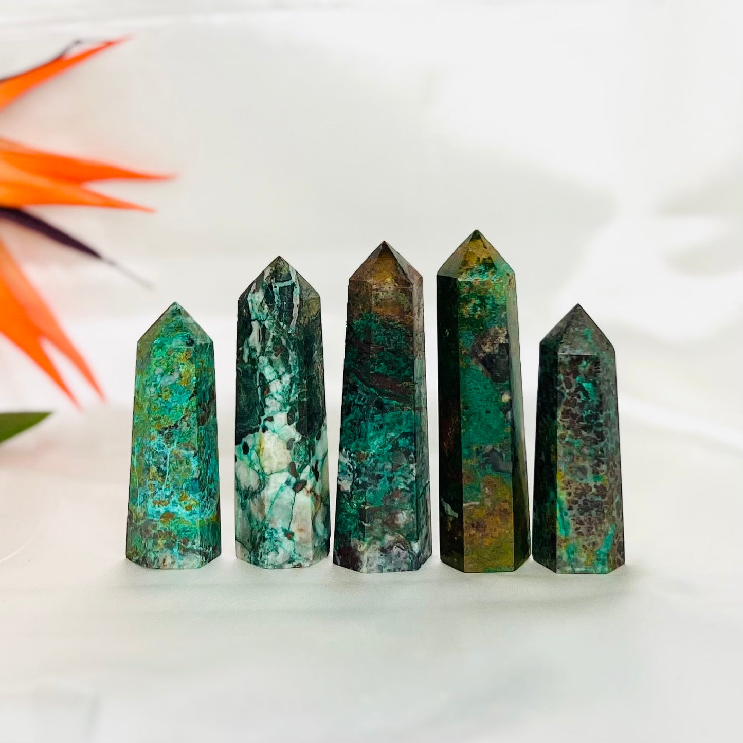 Chrysocolla Malachite Points Towers Crystal Generators