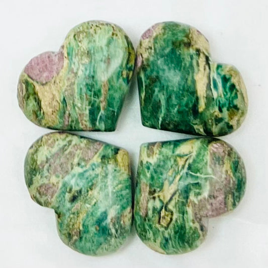 Ruby in Fuchsite Hearts Crystal Carving Australian Seller