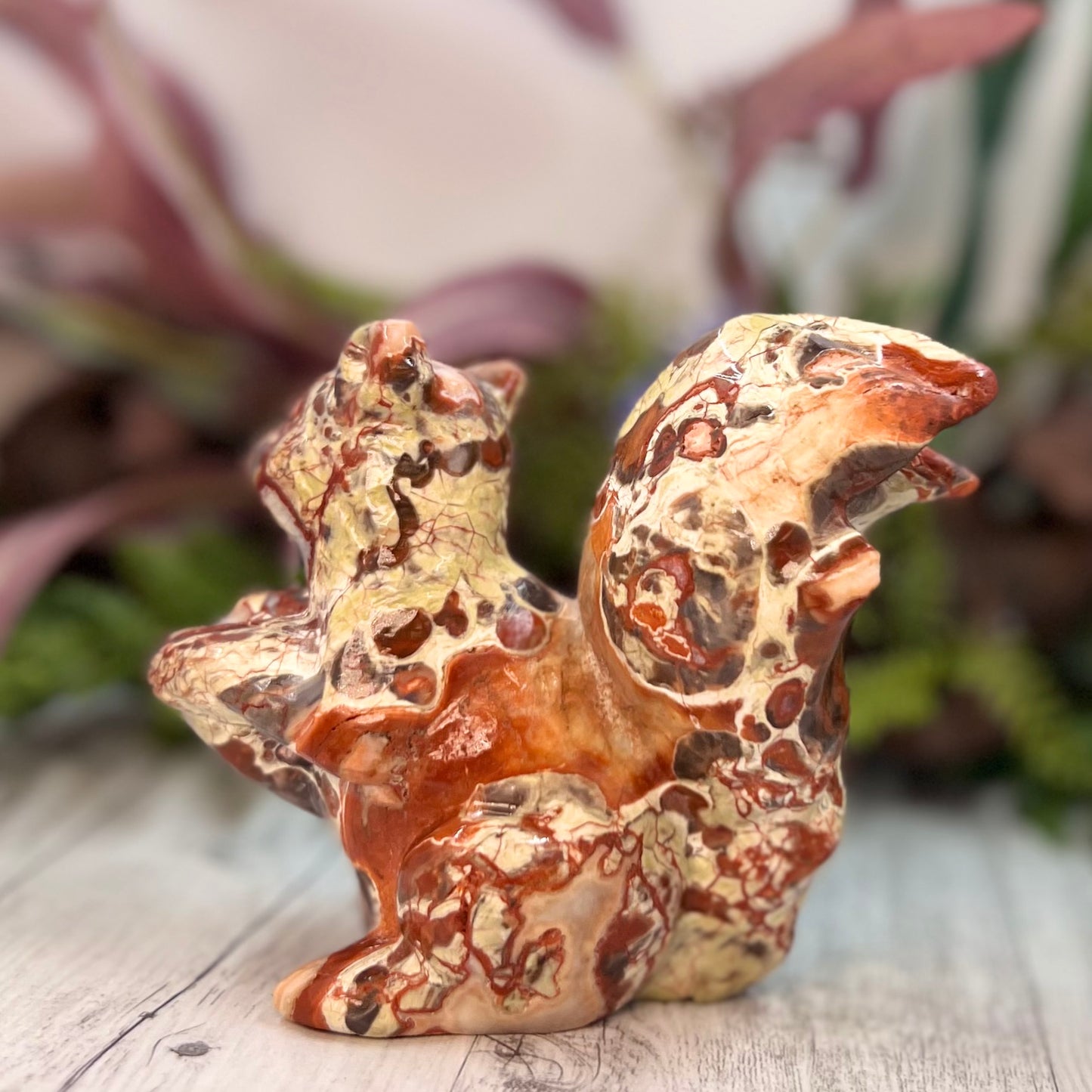 Indonesian Bloodstone Money Agate Squirrel Crystal Carving