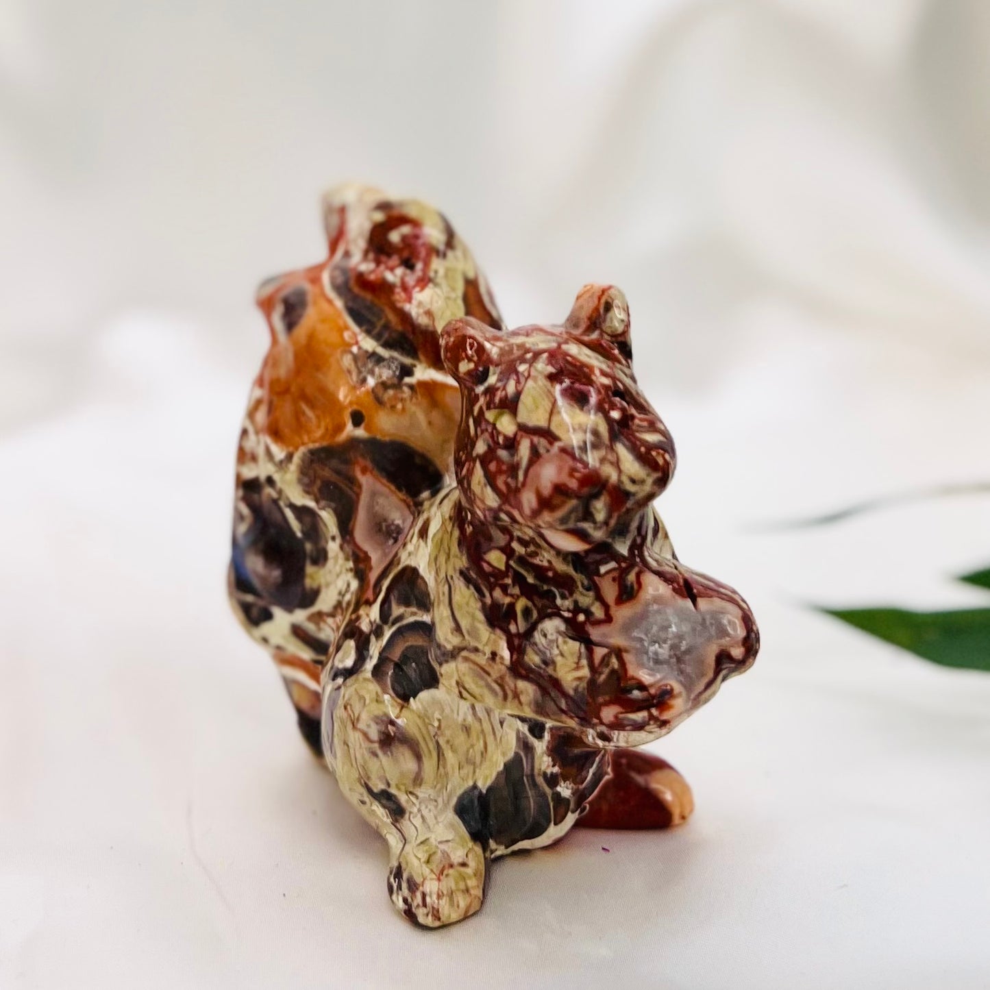 Indonesian Bloodstone Money Agate Squirrel Crystal Carving