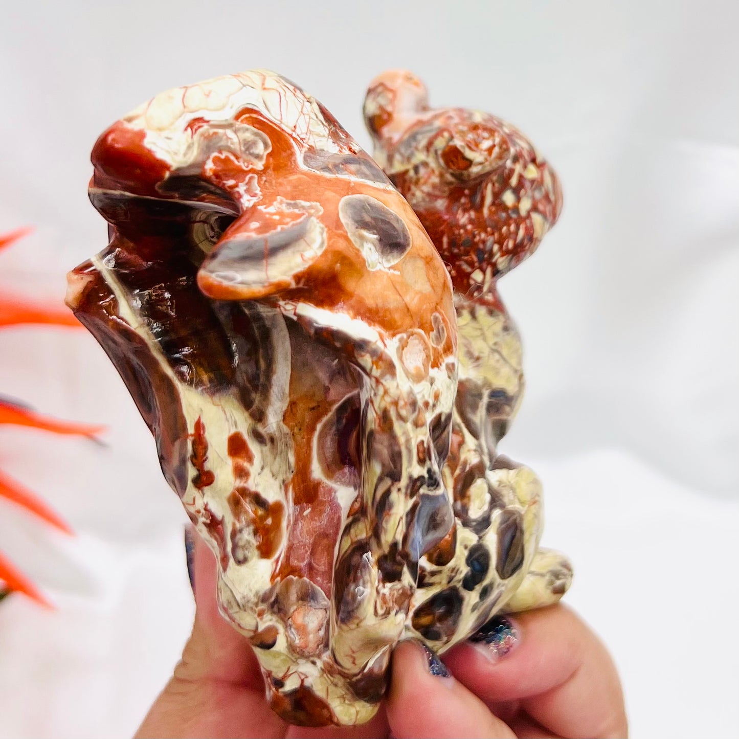 Indonesian Bloodstone Money Agate Squirrel Crystal Carving