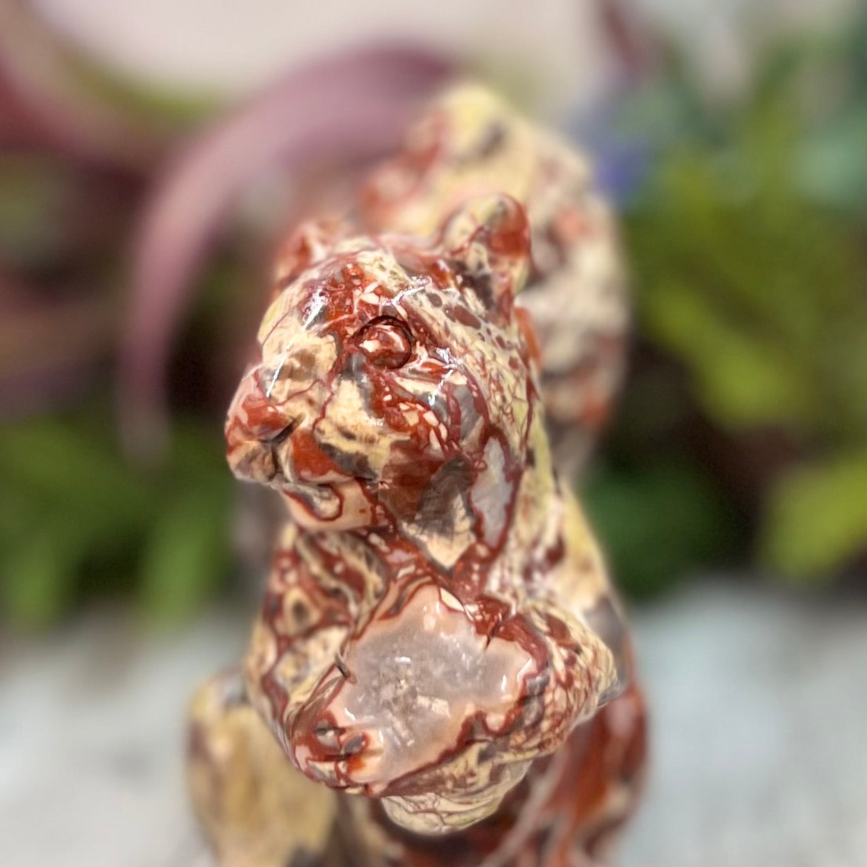 Indonesian Bloodstone Money Agate Squirrel Crystal Carving