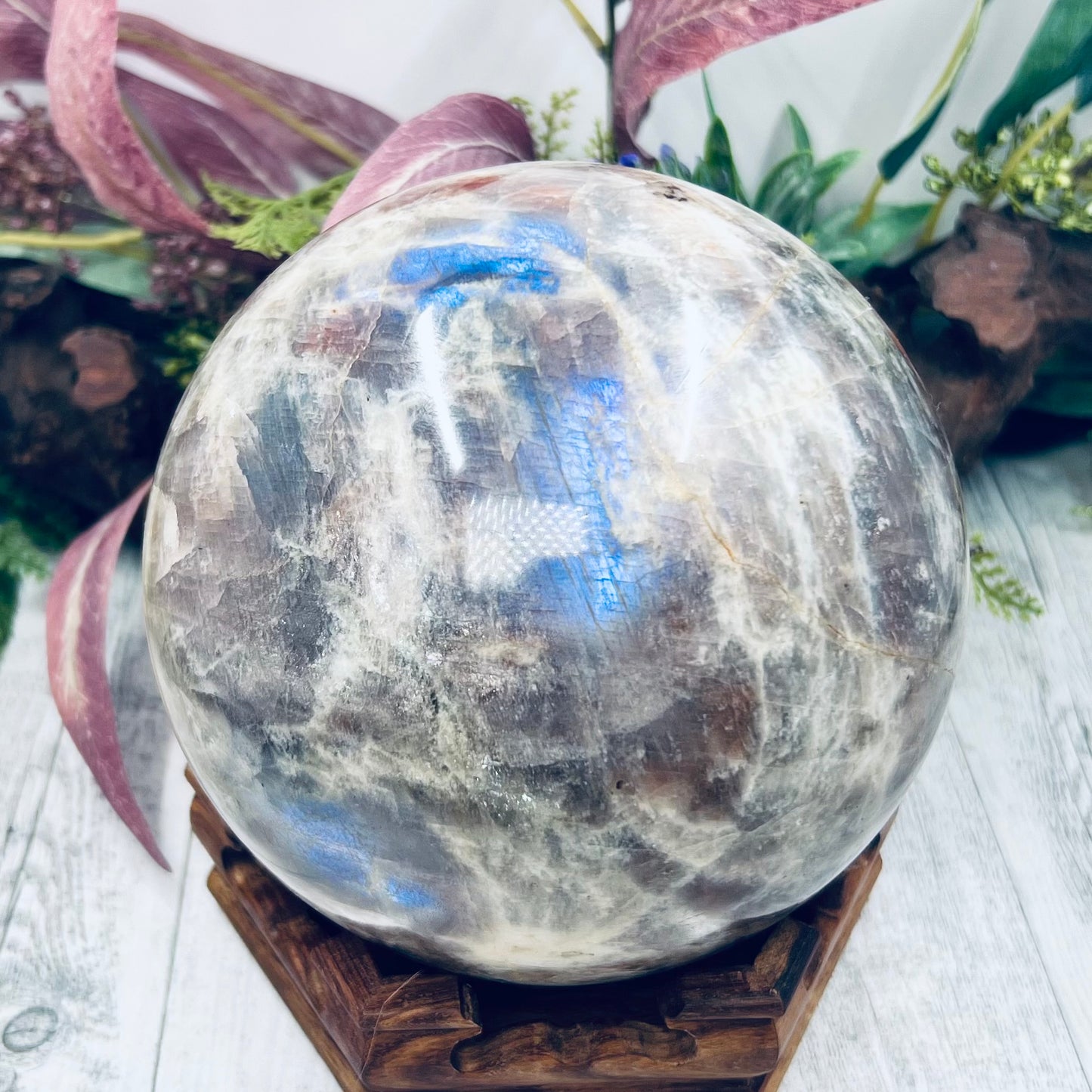 Large Rainbow Moonstone Sunstone Sphere Crystal Australian Seller