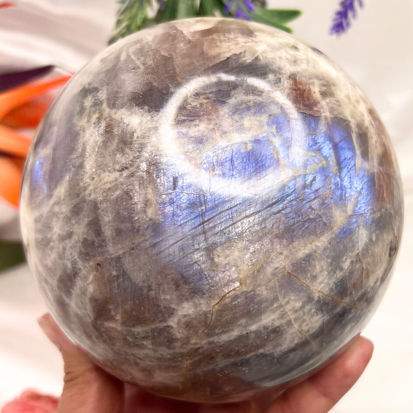 Large Rainbow Moonstone Sunstone Sphere Crystal Australian Seller