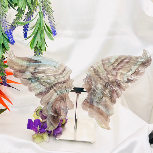 Fluorite Butterfly Wings with Stand Crystal Carving