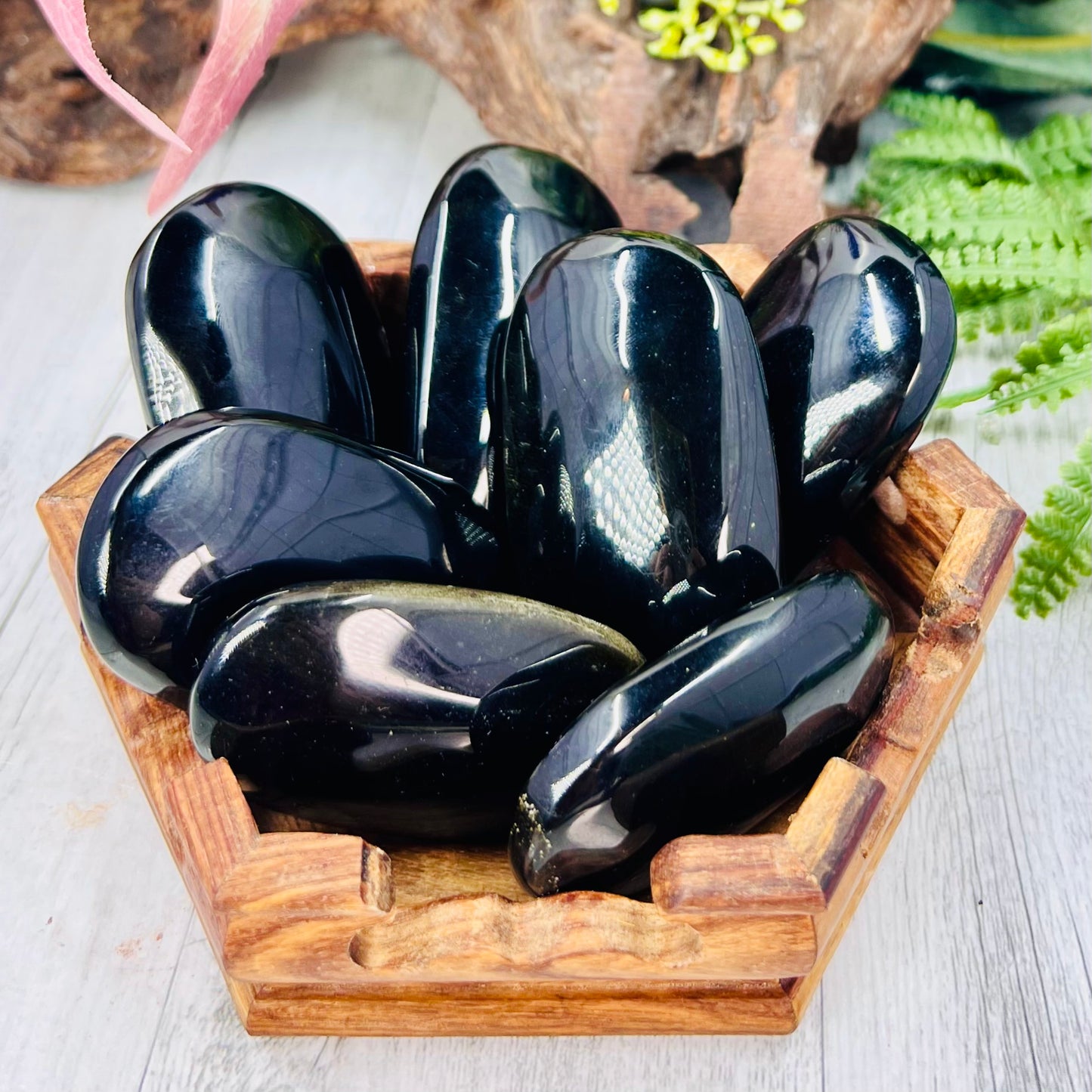 Black Obsidian Palm Stone Meditation Crystal Australian Seller