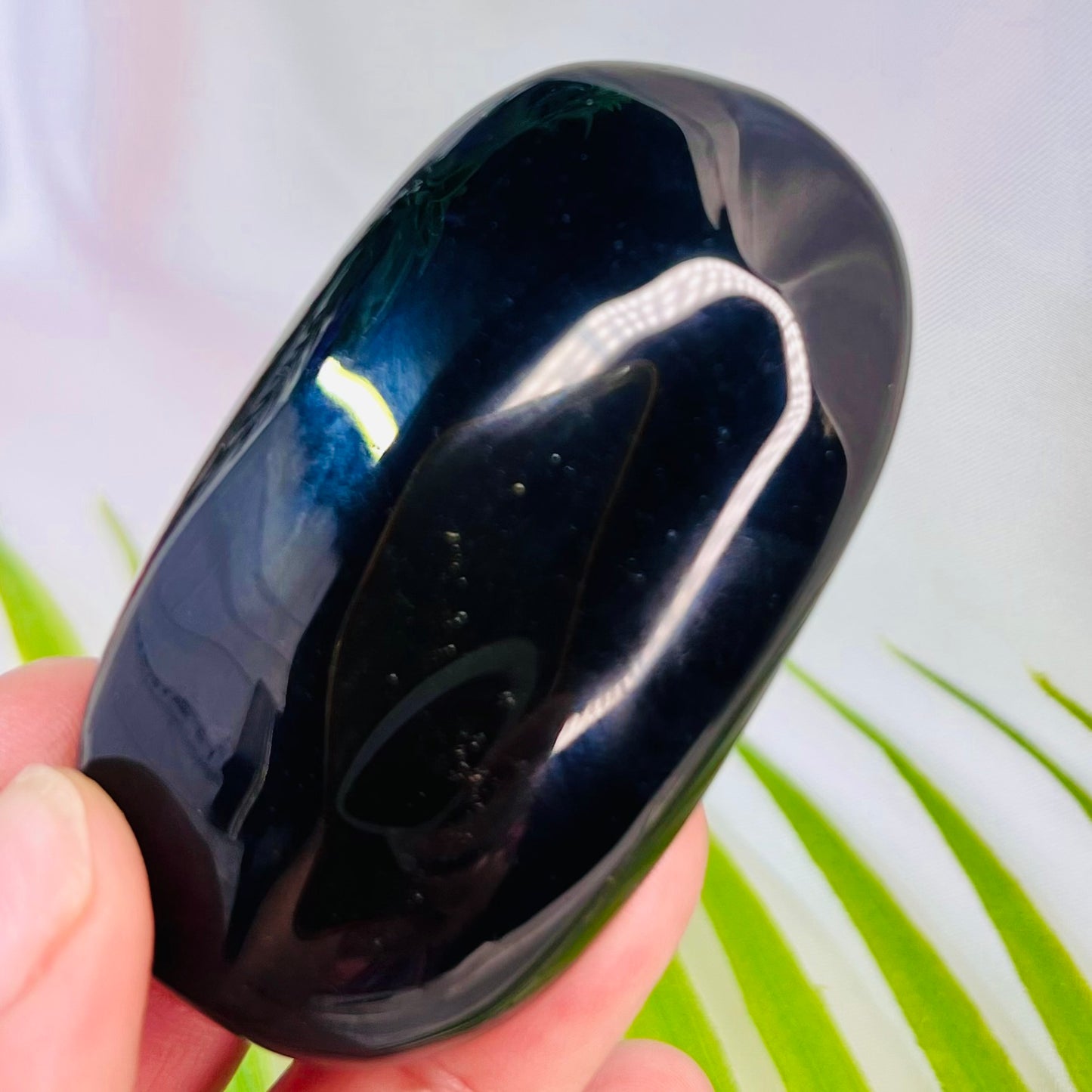 Black Obsidian Palm Stone Meditation Crystal Australian Seller